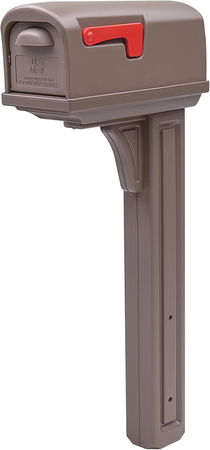 Gibraltar Mailboxes Classic Medium Capacity Double-Walled Plastic Mocha, All-In-One Mailbox & Post Combo Kit, GCL10000M,large