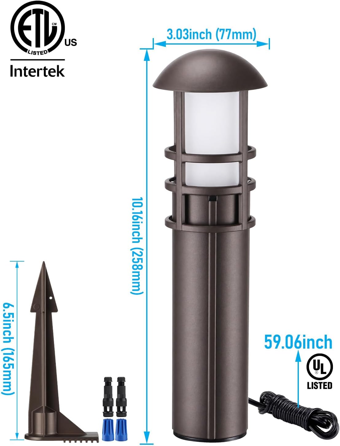 LEONLITE 8-Pack Low Voltage Landscape Pathway Lights, 3W, CRI90, 3000K