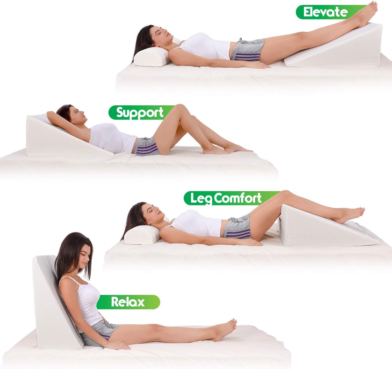 Abco Bed Wedge Pillow for Sleeping - Memory Foam Top - Reduce Neck & Back Pain, Snoring, Acid Reflux, Respiratory Problems - Ideal for Sleeping