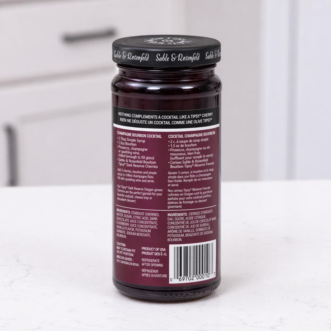 Sable & Rosenfeld Bourbon Tipsy Dark Reserve Cherries, 10 oz, Pack of 1