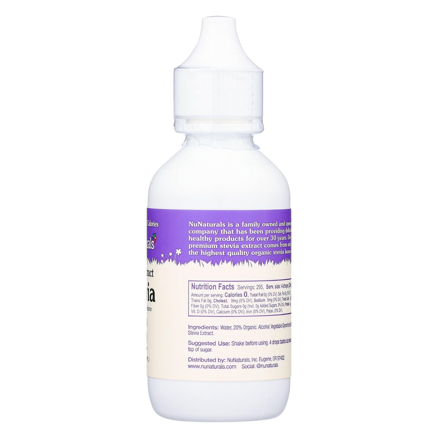 NuNaturals Liquid Stevia Sweetener, Clear Unflavored, Plastic, 2oz (2-Pack)