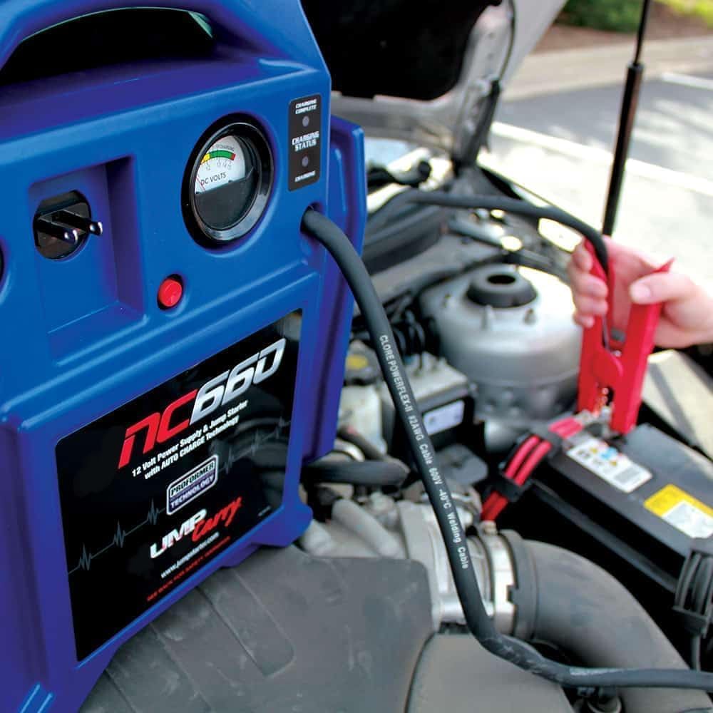 JNC660 Portable Vehicle Starting Unit 1700 Peak Amps 12V Outlet - 2 Pack | Portable 1700-peak-amp vehicle starting unit with heavy-duty clamps