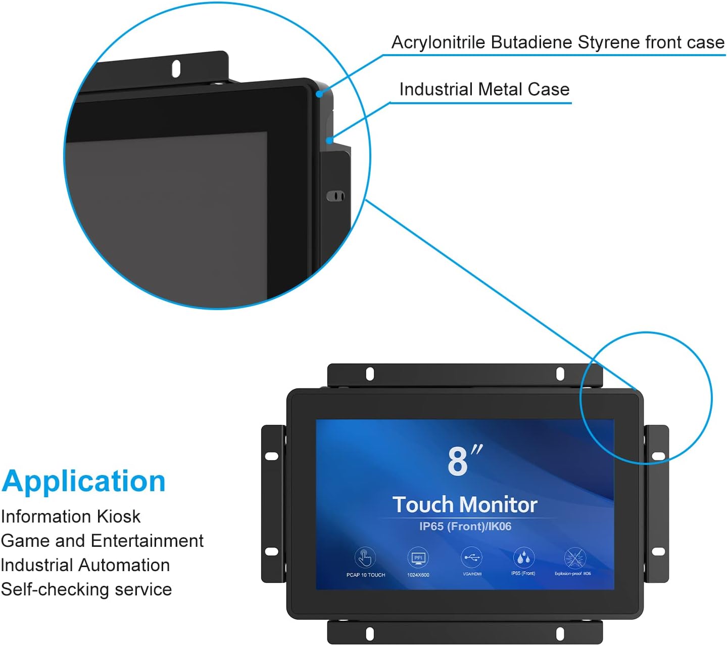 GreenTouch 18.5 Industrial Touch Monitor Open Frame, HDMI/VGA/DVI Interface, Muliti Touch Capacitive Touch Screen Technology