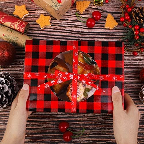 Aneco 12 Pack Christmas Cookie Boxes with Window Red and Black Plaid Holiday Treat Boxes Paper Food Boxes Xmas Gift Bags Cake Candy for Gift Giving