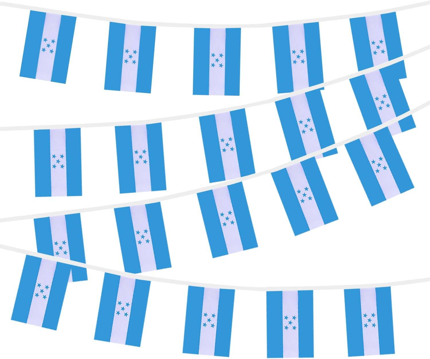 Nicaragua String Flags Banner Mini Small Nicaraguans Flag Bunting Patriotic Hanging Decor,National Holiday, Sports Game, Fiesta & Themed Party,18 Feet 20 Flags