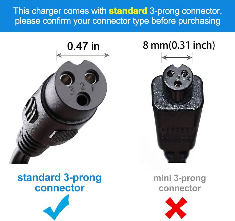 LotFancy 24V 1.5A Electric Scooter Charger for Razor E100, E200, E300, E500, PR200, MX350, Dirt Bike, Pocket Mod, Sports Mod, and Dirt Quad