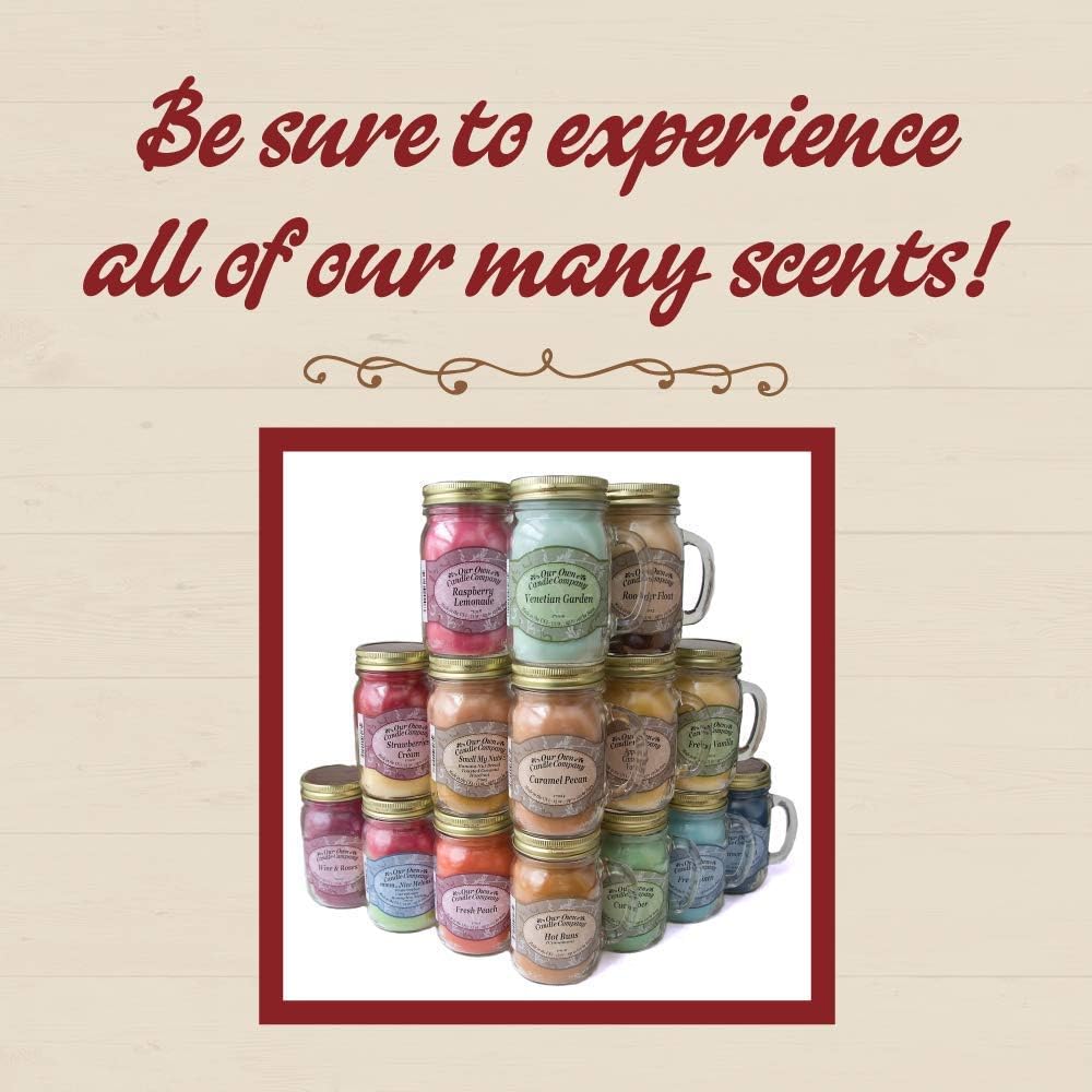 Balsam Pine Scented Mason Jar Candle, Our Own Candle Company, 13 oz | Clean, fresh Balsam-pine-tree scent; soy blend wax; lead-free wick with patented straightener; long lasting