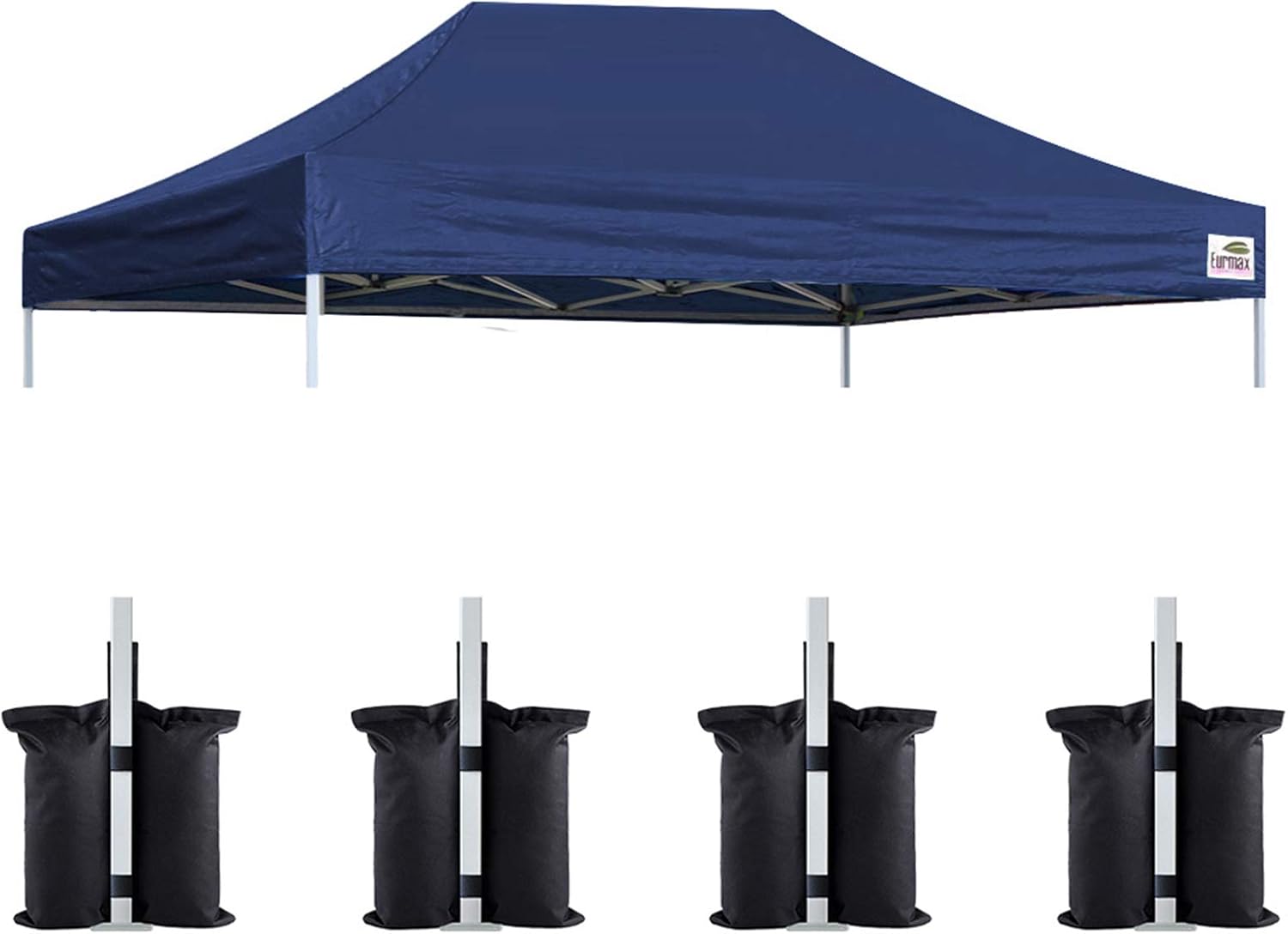 Eurmax USA 10x10 Pop Up Canopy Replacement Top,Universal Instant Canopy Cover ONLY,Heavy Duty UPF 50+ UV Protection,Water & Wind Resistant Tarp,30+ Colors Available,Bonus 4 Sand Bags (White)