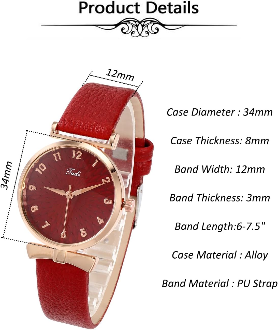 Top Plaza Ladies Classic Leather Analog Quartz Watch | Women Easy Read Arabic Numerals Watches Casual Dress Wrist Watch,Rose Gold Case