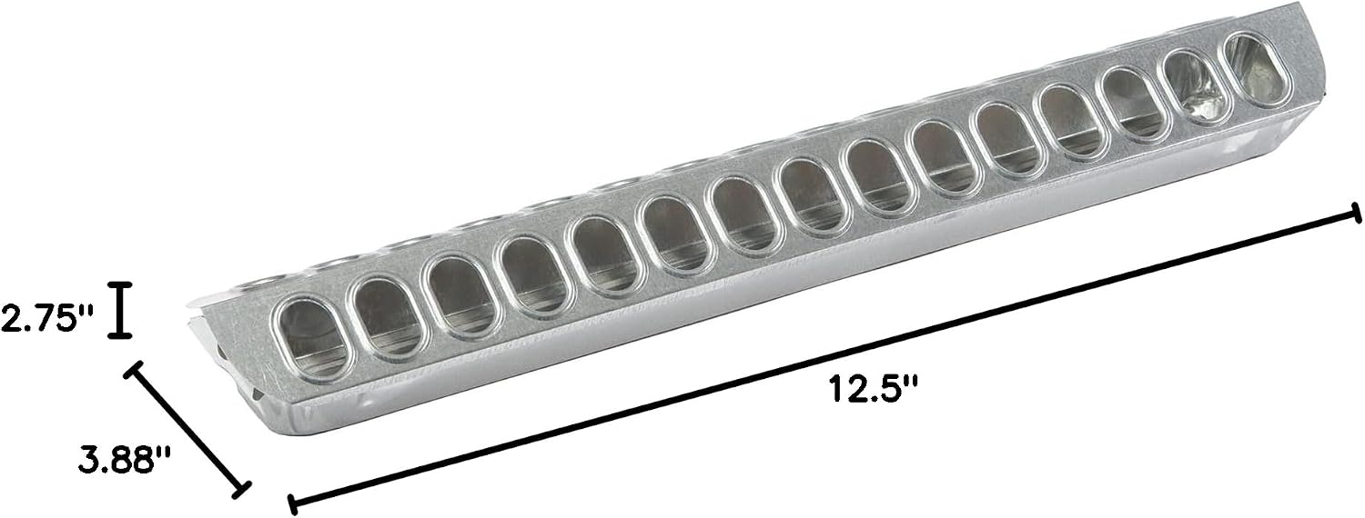 Little Giant® Slide-Top Poultry Ground Feeders | Galvanized Feeding Trough Tray | Durable and Lightweight Chicken Feeder | Made in USA | 12 Inches