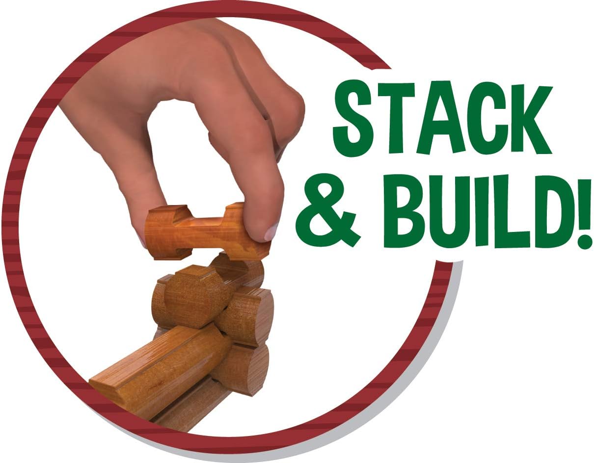 LINCOLN LOGS-Sawmill Express Train - 101 Parts - Real Wood Logs - Buildable Train Track-Ages 3+ - Best Retro Building Gift Set for
