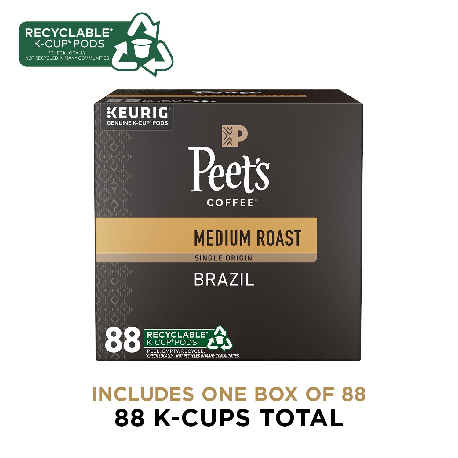 Peet's Coffee, Medium Roast Keurig K-Cup Pods, 100% Arabica Coffee - Big Bang 60 Count (6 Boxes of 10 K-Cup Pods)