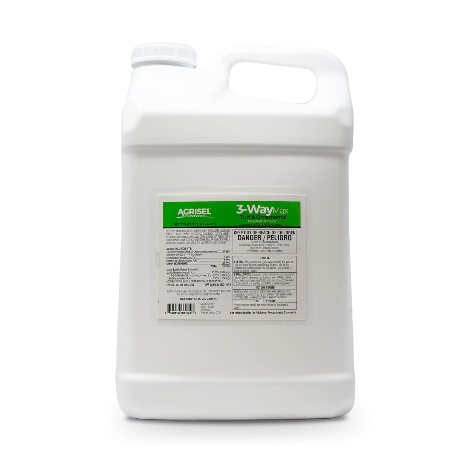 Agrisel 3 Way Max Weed Killer, Eliminate 50+ Weeds, Pet Safe, 128 Ounces | Safe on Grass, Weed Spray, Low Odor, Easy Mixing