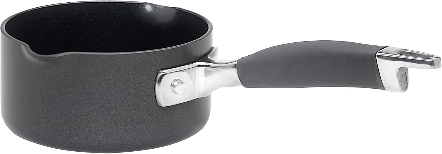 Anolon Advanced Hard Anodized Nonstick Sauce Pan/Saucepan with Straining and Lid, 2 Quart, Brown
