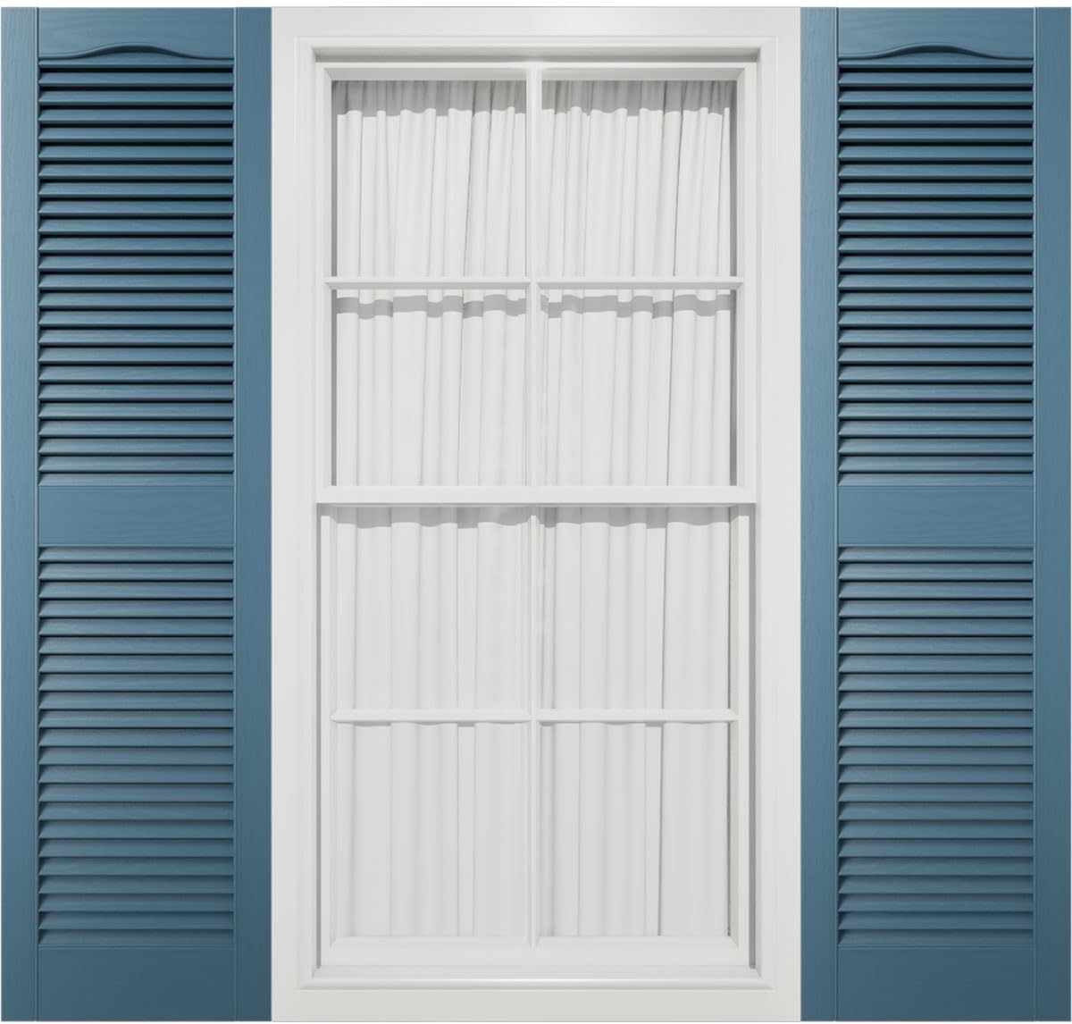 Mid America 00011455002 Standard Size Cathedral Top Center Mullion, Open Louver Vinyl Shutter, w/Installation Shutter-Lok's & Matching Screws (Per Pair), 002, 14 1/2"W x 55"H, Black