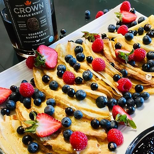 Crown Maple Organic Bourbon Barrel Aged Maple Syrup, Pancakes, Flavor Cocktails, Marinades and Sauces, 12.7 Fl Oz