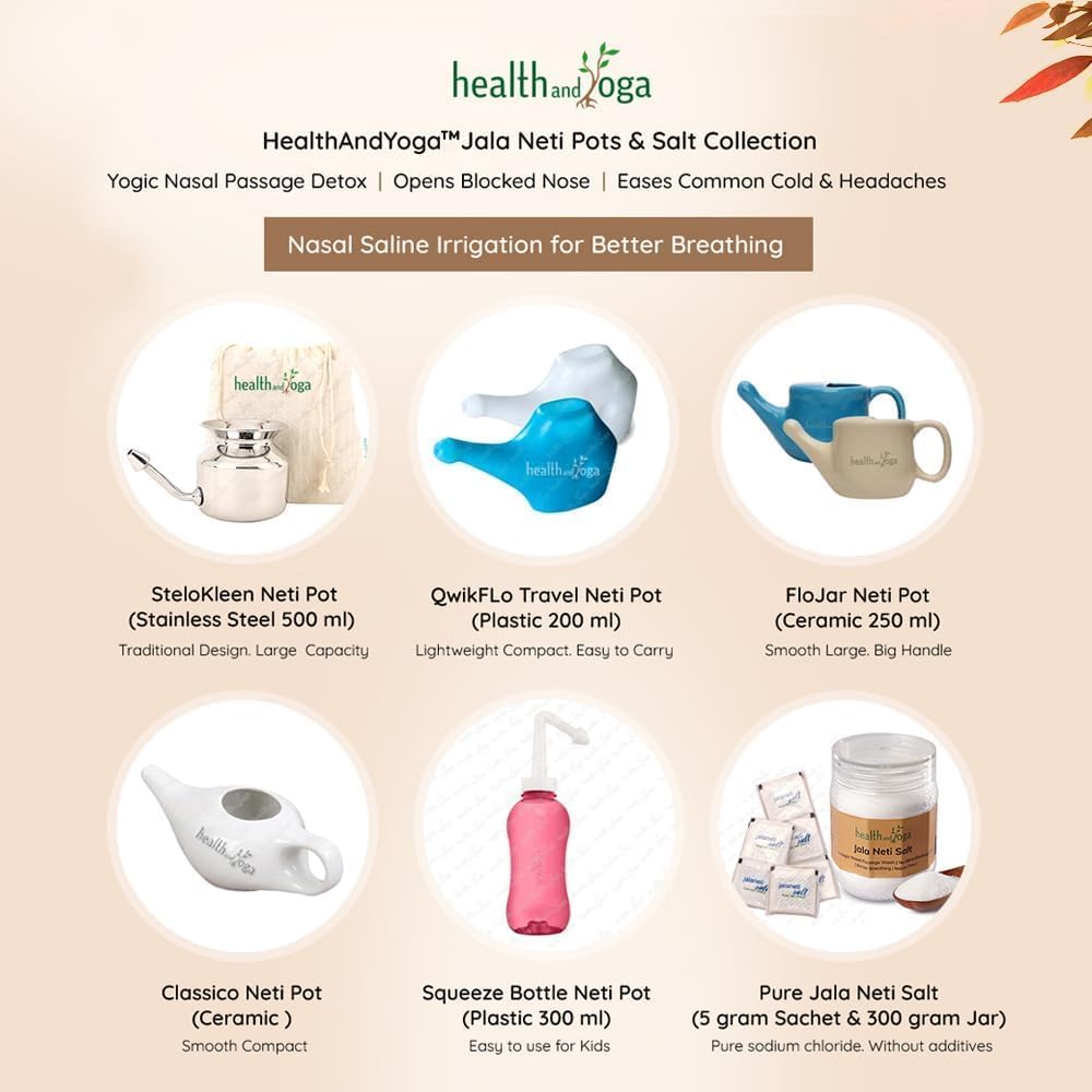 HealthAndYoga(TM) Stainless Steel Neti Pot for Sinus Congestion (Ayurvedic JalNeti)