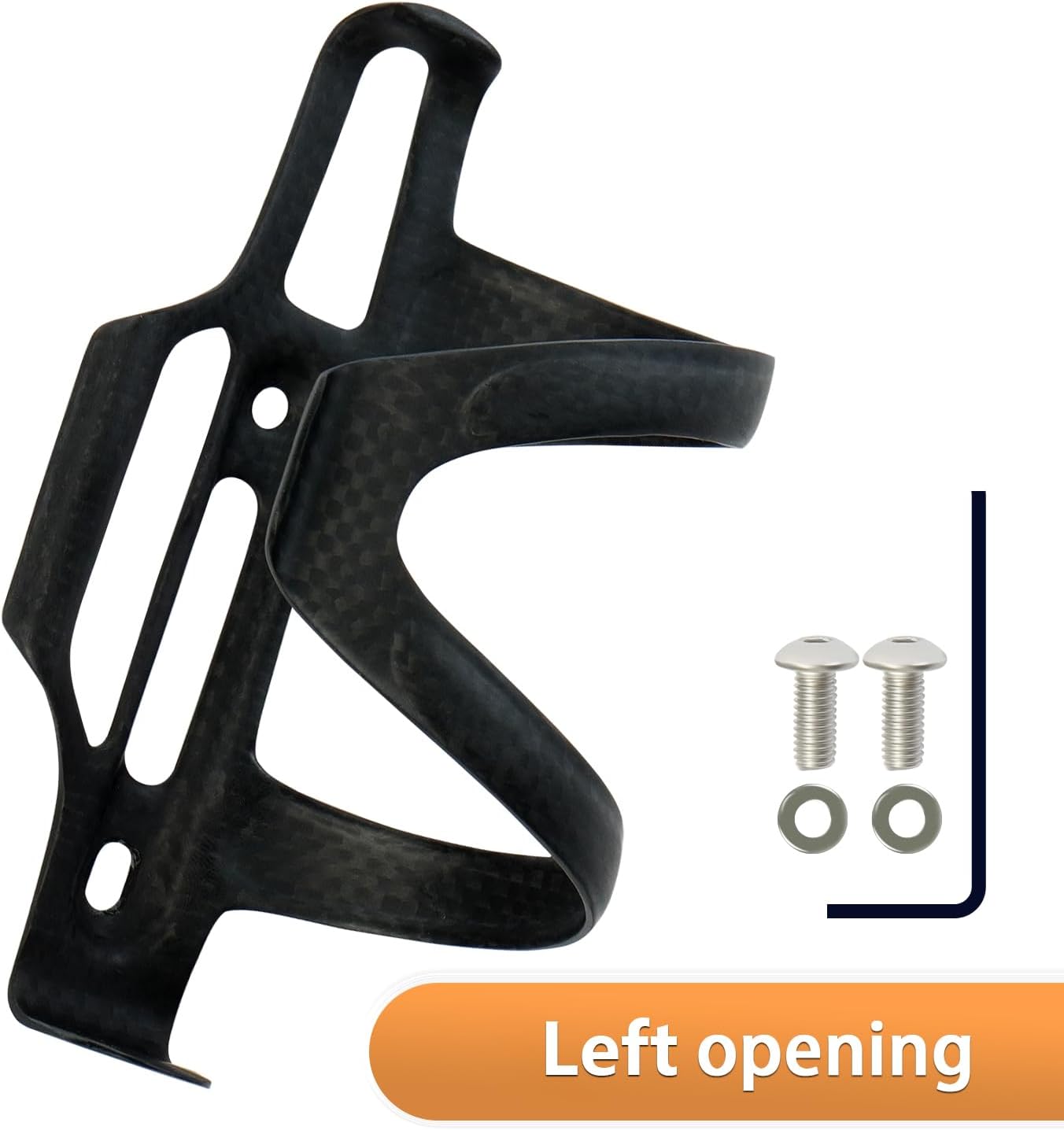 BRKURLEG Ultra-Light Carbon Fiber Water Bottle Cage with Screws Tool | Bike Water Bottle Cage Holder Brackets for Road Bike MTB Mountain Cycling Black Matte, Right Opening