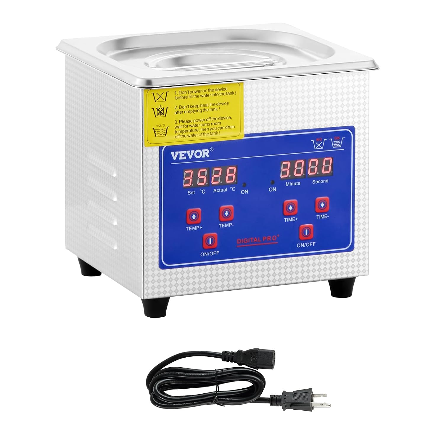VEVOR 6L Commercial Sonic Cleaner, 40kHz Professional Cleaning Machine with Digital Timer & Heater, 110V - Ideal for Watches, Instruments, and Industrial Parts, FCC/CE/RoHS Certified | with Digital Timer and Heater, 110V, for Watch, Instruments, and Indu…