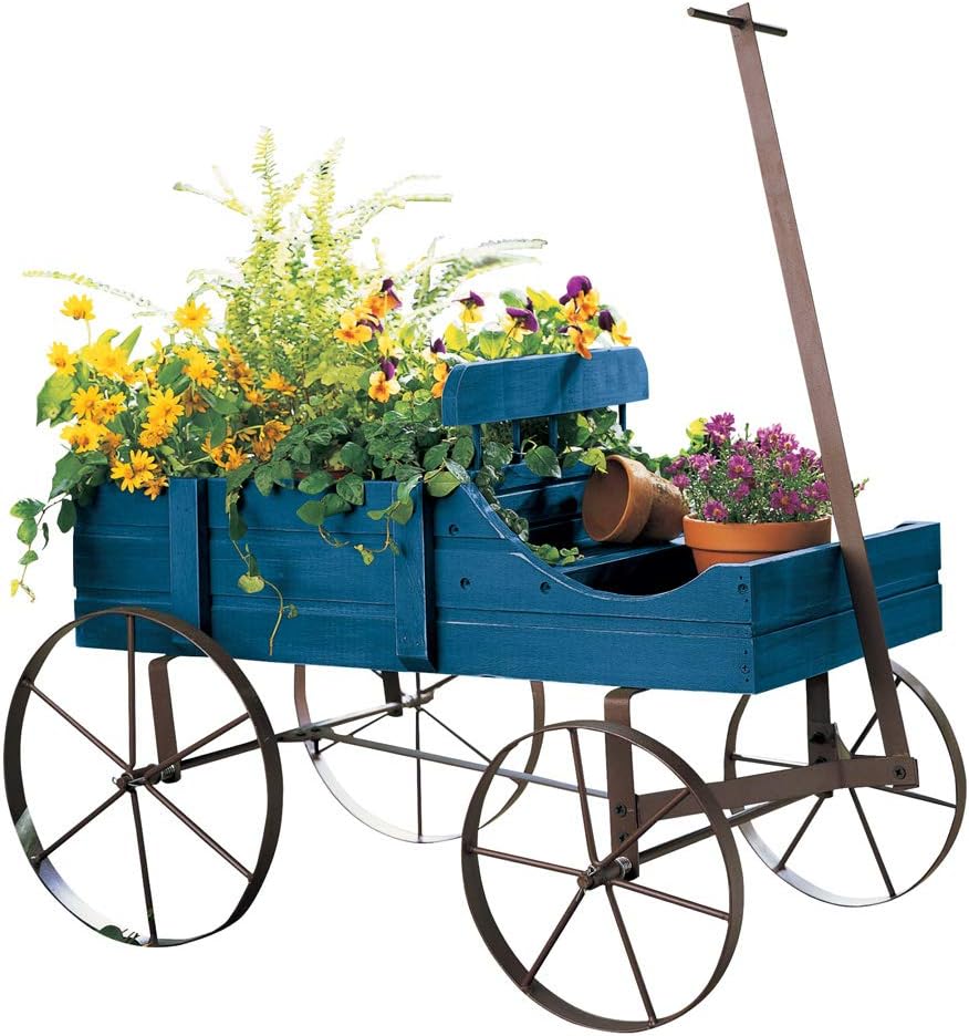 Collections Etc Amish Wagon Decorative Indoor/Outdoor Garden Backyard Planter, Red | Country Red, fir (wood)