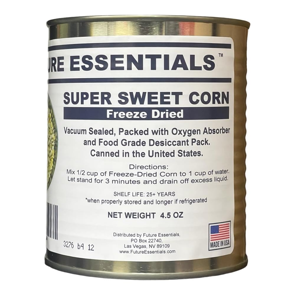 Future Essentials Super Sweet Corn – #2.5 Can, 25-Year Shelf Life | Freeze Dried Canned Corn for Cooking Soups, Side Dishes