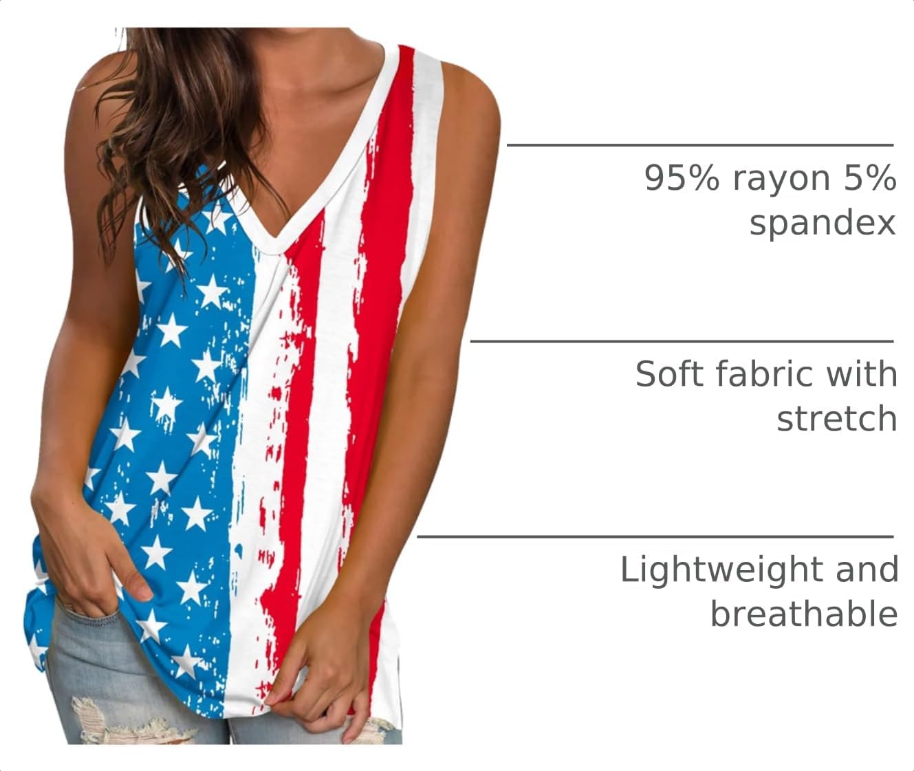 Sampeel Womens Summer Tank Tops Basic Tanks V Neck Sleeveless T Shirts Side Split