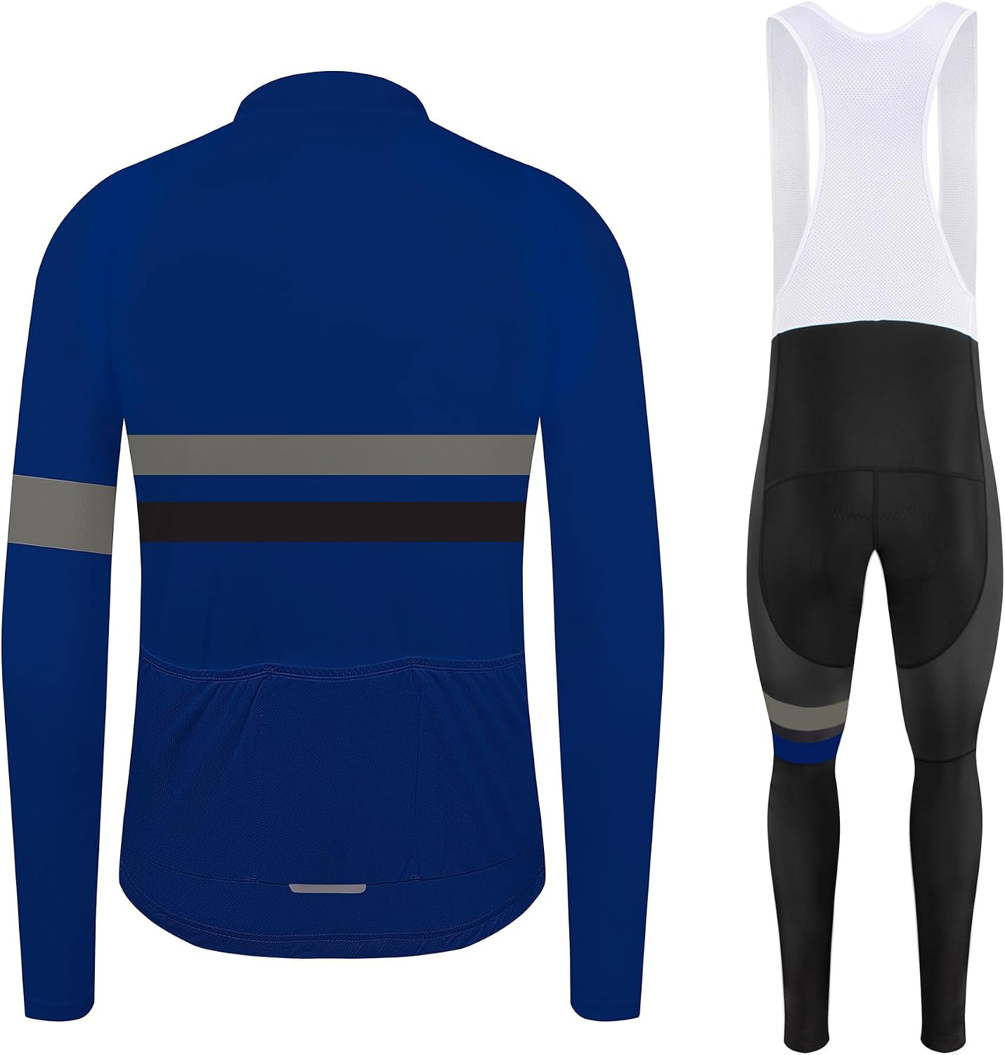 Coconut Ropamo CR Men's Cycling Clothing Set Long Sleeve Cycling Jersey Zipper Pocket Bike Outfit Cycling Bib Pants 3D Padded