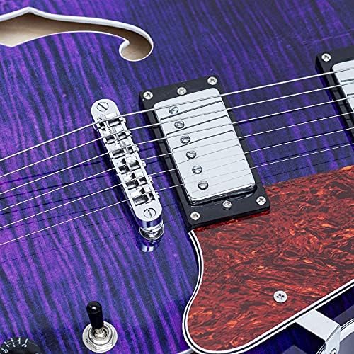 GROTE Jazz Electric Guitar Semi-Hollow Body Trapeze Tailpiece Bridge Guitar Gig Bag (RED)