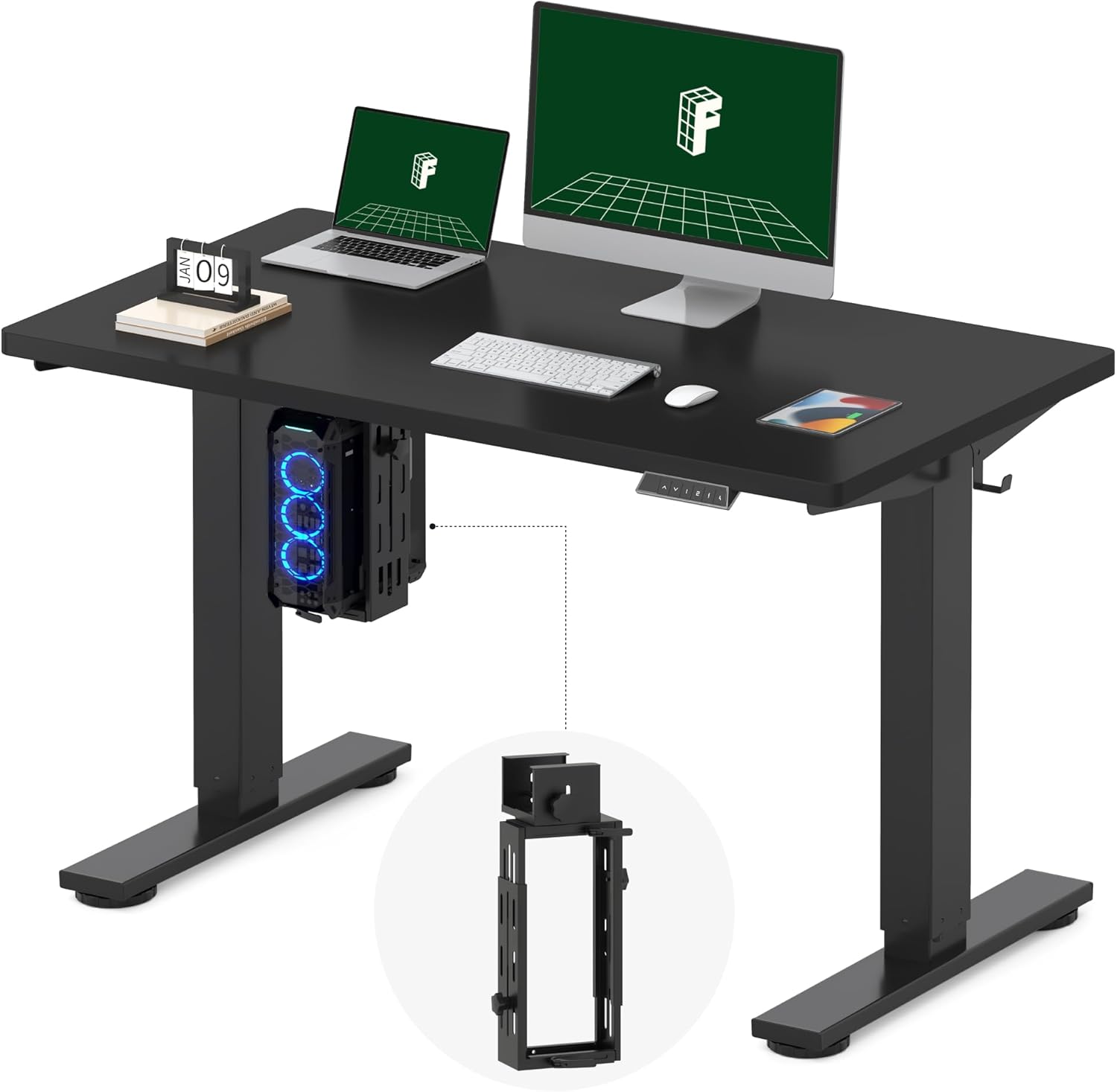 FLEXISPOT EN2 48"x24" Standing Desk with Power Strip Bundle, Black