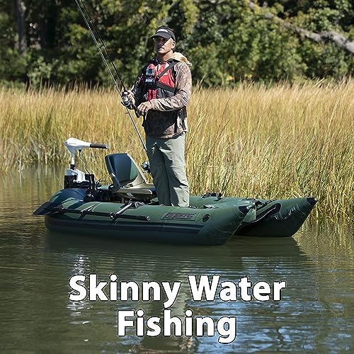 Sea Eagle 285 Frameless Inflatable 9’ Pontoon Fishing Boat - 1 Person- Lightweight, Portable-Perfect for Hunting & Fishing-Sets up in 5 Minutes