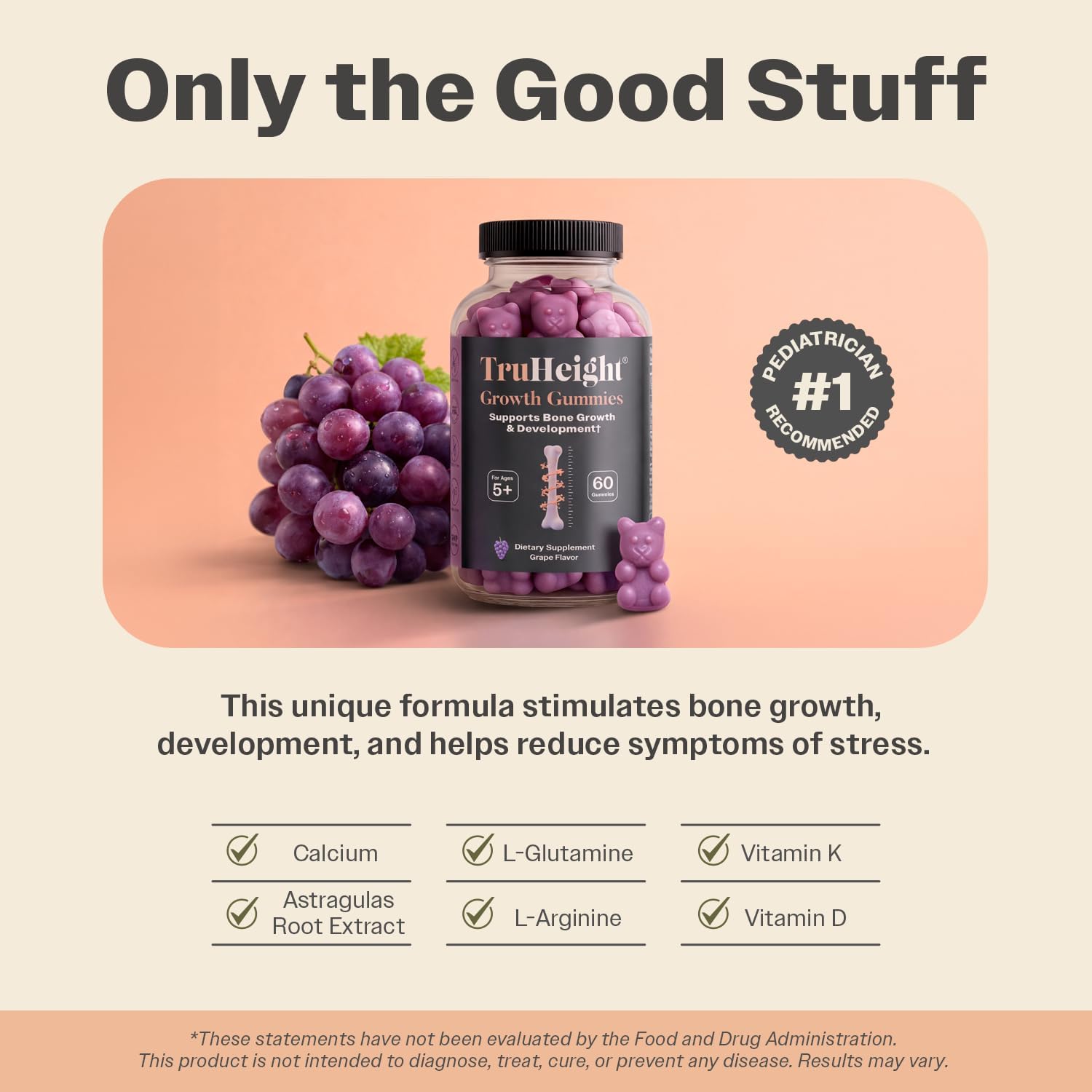 TruHeight Growth Gummies (Watermelon) Tall Nutrition for Natural Growth Supplement for Kids & Teens - Vitamin D, K, Calcium & Ashwagandha