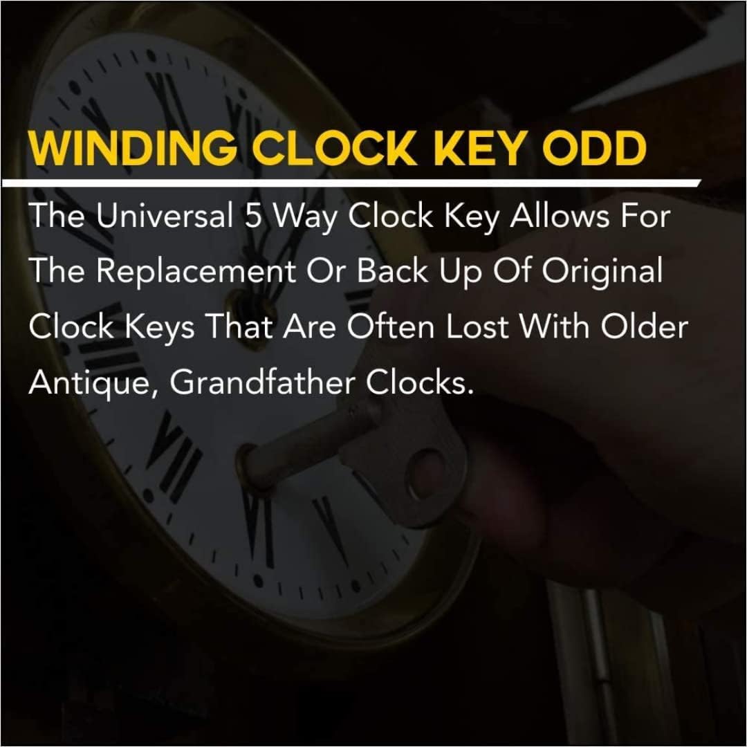 Brass Blessing : 5 Prong Brass Clock Key for Winding Clocks, ODD Numbers, 1 Piece (5023)