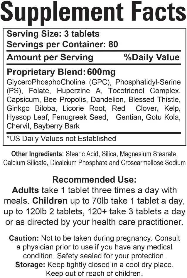 4 Neuro Care - Improve Memory - 100% Natural - Dietary Supplement