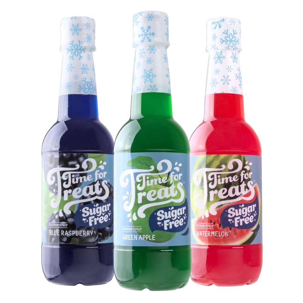 Time For Treats 3-Pack Tropical Punch, Watermelon, Lime Syrup 16.9 Fluid Ounce Per Bottle for Snow Cones, Homemade Sodas, Cocktails, Coffee, Baking and More