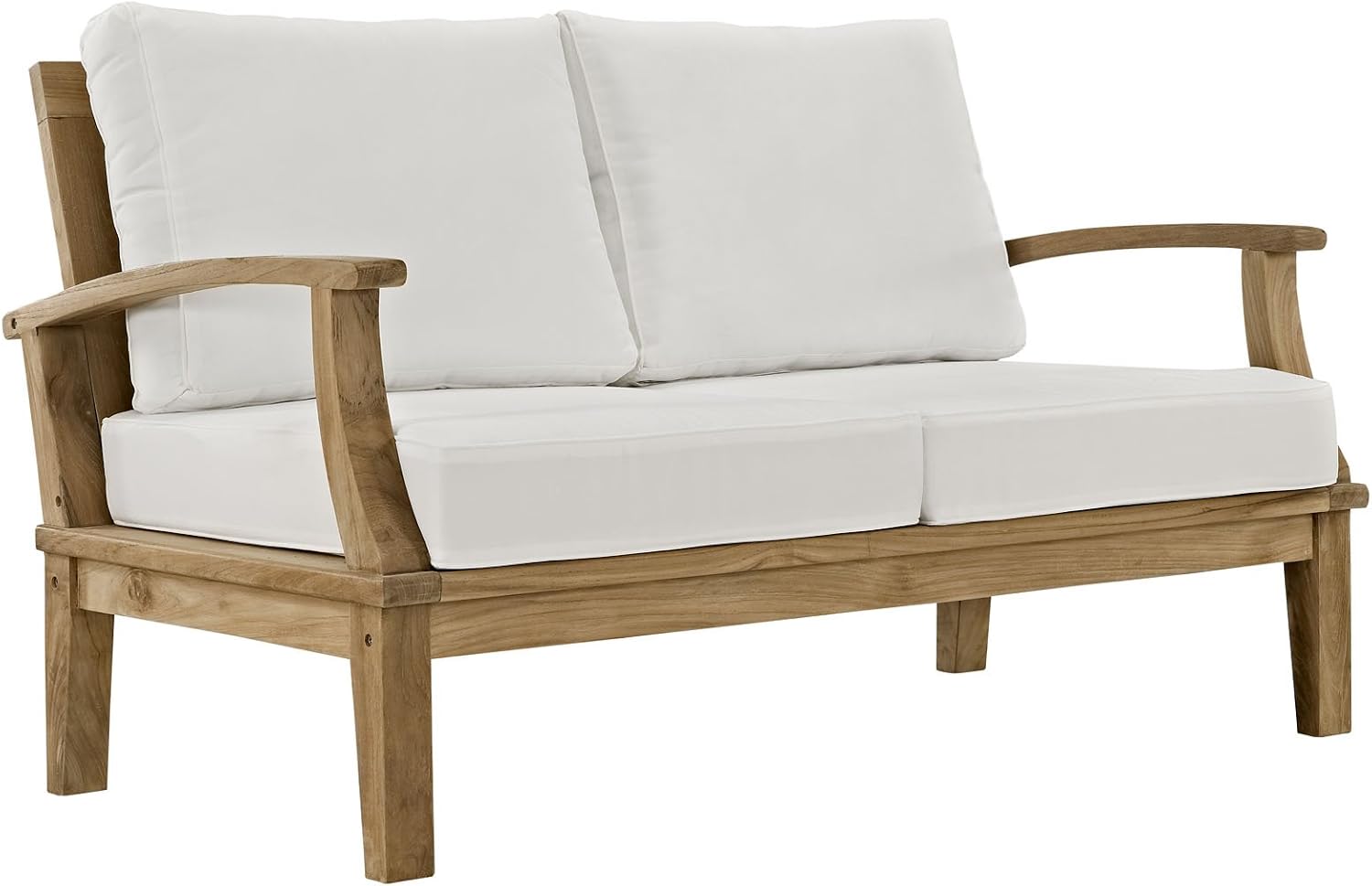 ModwayEEI-1144-NAT-WHI-SETMarina Premium Grade A Teak Wood Outdoor Patio Loveseat Natural White