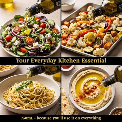 Al'Ard Palestinian Extra Virgin Olive Oil, 500ml Cold Pressed Olive Oil from Palestine, Smooth Balanced Flavor, Premium EVOO, 16.9 Fl Oz Glass Bottle