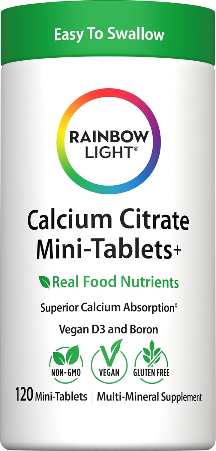 Rainbow Light Calcium Citrate Mini Tablets + | 120 Count | Superior Calcium Absorption | Vegan D3