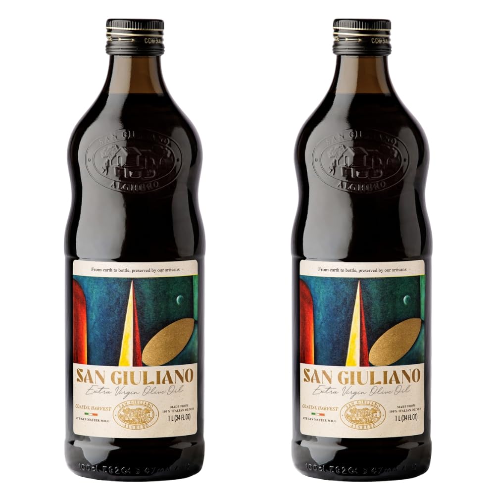 Polyphenol Rich Extra Virgin Olive Oil by San Giuliano, Pure 100% Italian EVOO from Italy, Cold Pressed for Everyday Cooking, Non-GMO Certified, Sustainably Farmed, 750 ML Bottle