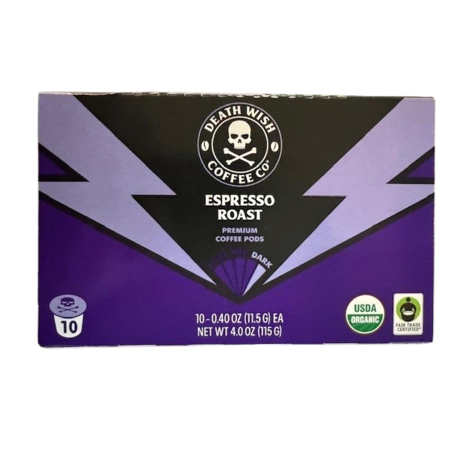 Death Wish Coffee Dark Roast Single Serve Coffee Pods, Organic, 50 Count | Fair Trade Arabica & Robusta, Baker's Chocolate & Cherry Notes, Low Acidity, Heavy Smooth Body, Bold & Intense