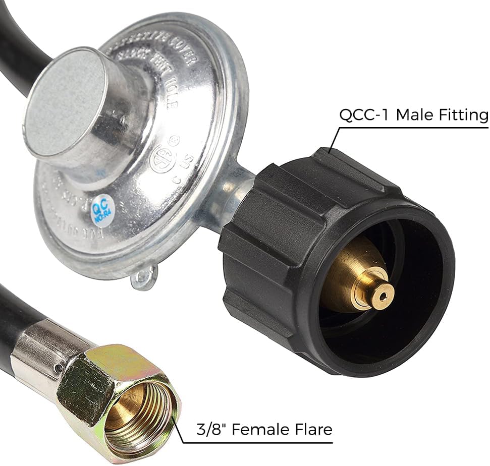 CAMPLUX 5 Ft Propane Regulator Hose, Replacement Part for Outdoor Gas Water Heater, 3/8" Female Flare Nut Max 80,000 BTU