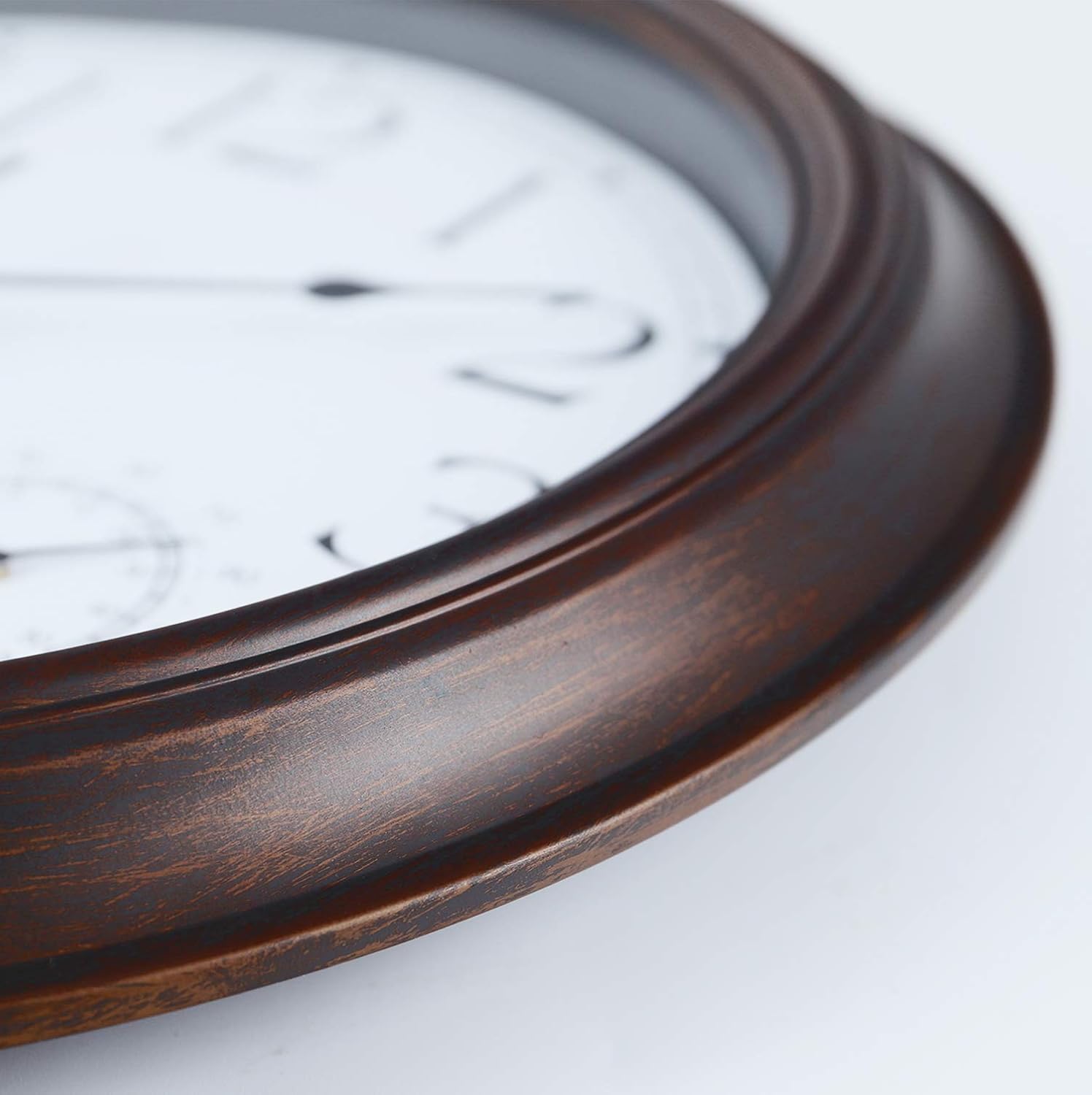 Lafocuse 12 Inch Brown Outdoor Wall Clocks with Temperature and Humidity