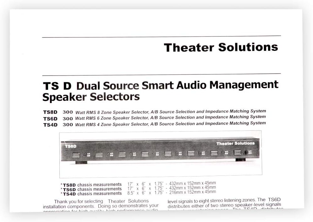 Theater Solutions TS6DV Dual Input 6 Zone Speaker Selector Box Volume Controls
