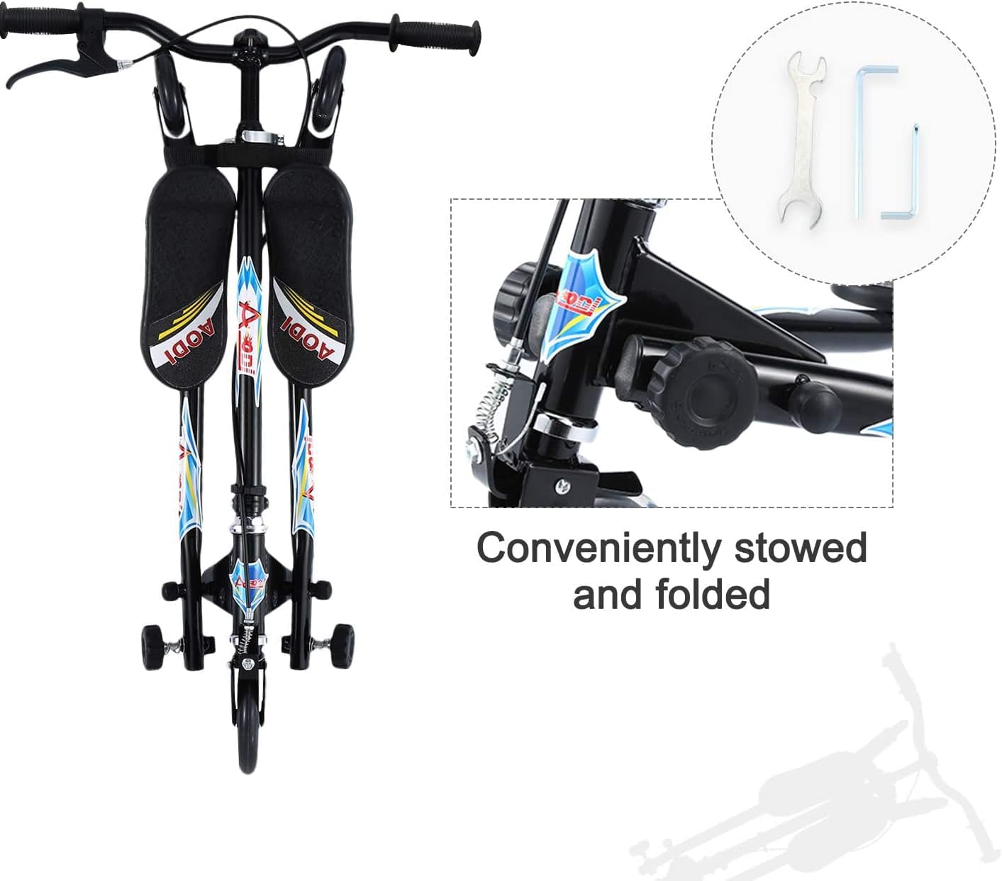 Swing Scooter for Kids, 3 Wheels Foldable Wiggle Kick Scooter Push Drifting with 4 Adjustable Handlebar & 2 Rear LED Wheel for Boys and Girls Ages 3-8