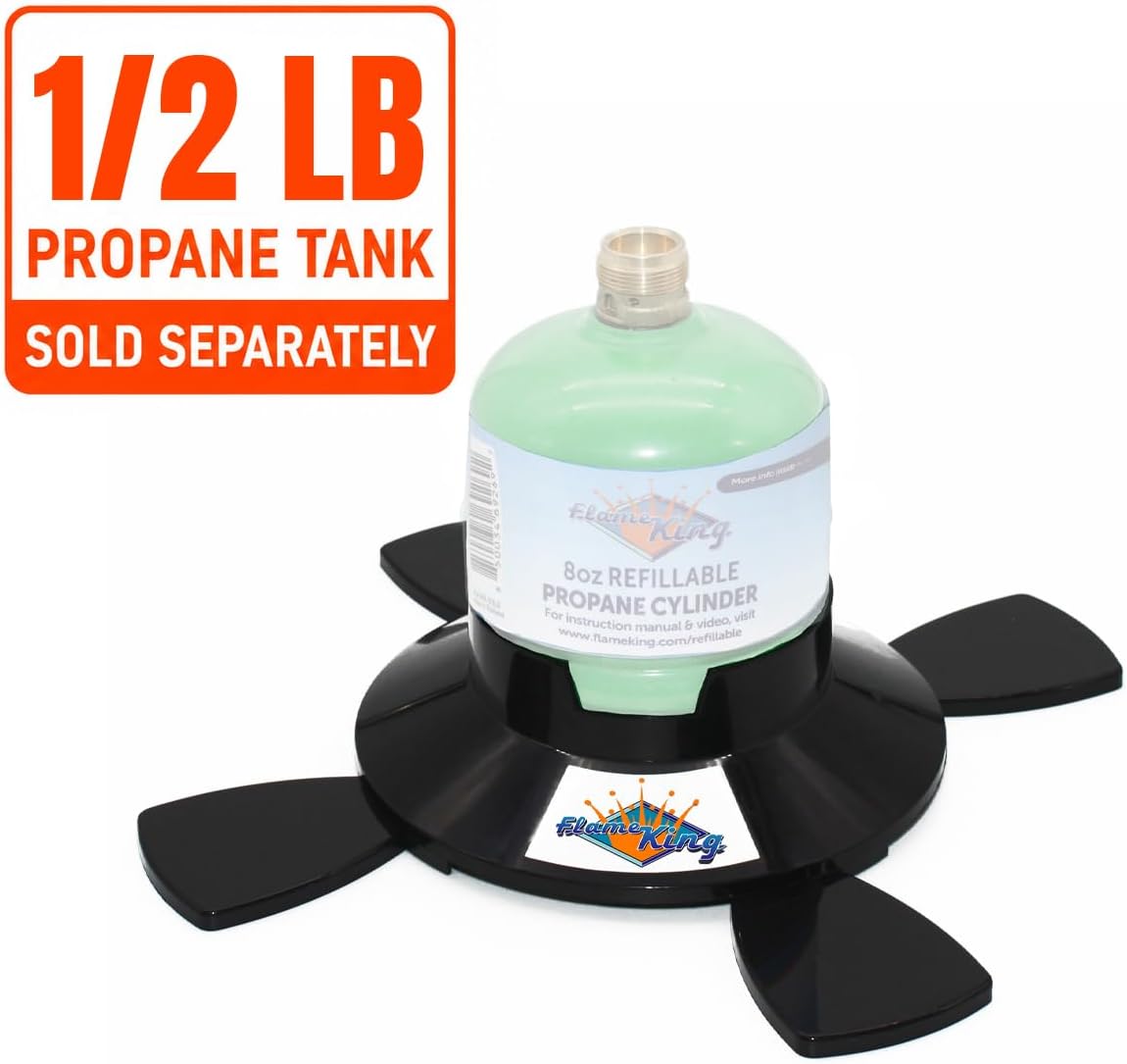 Flame King YSN1LBB Propane Base for 1LB and 1/2LB Propane Canisters for Safety and Stability