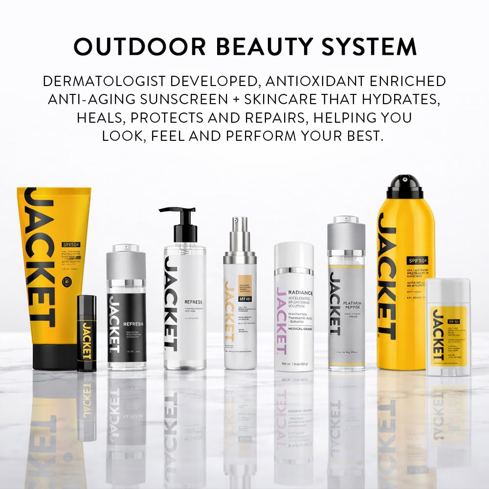 JACKET Sunscreen SPF 50+ | Mineral Sunscreen with Vitamin C | Water Resistant 80 Min, Natural