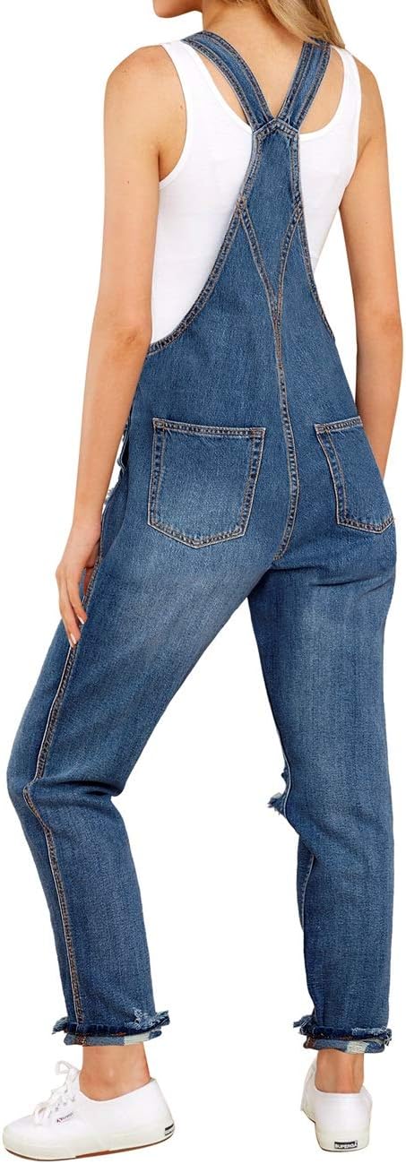 Vetinee Womens Classic Adjustable Straps Pockets Denim Bib Overalls Jeans Pants