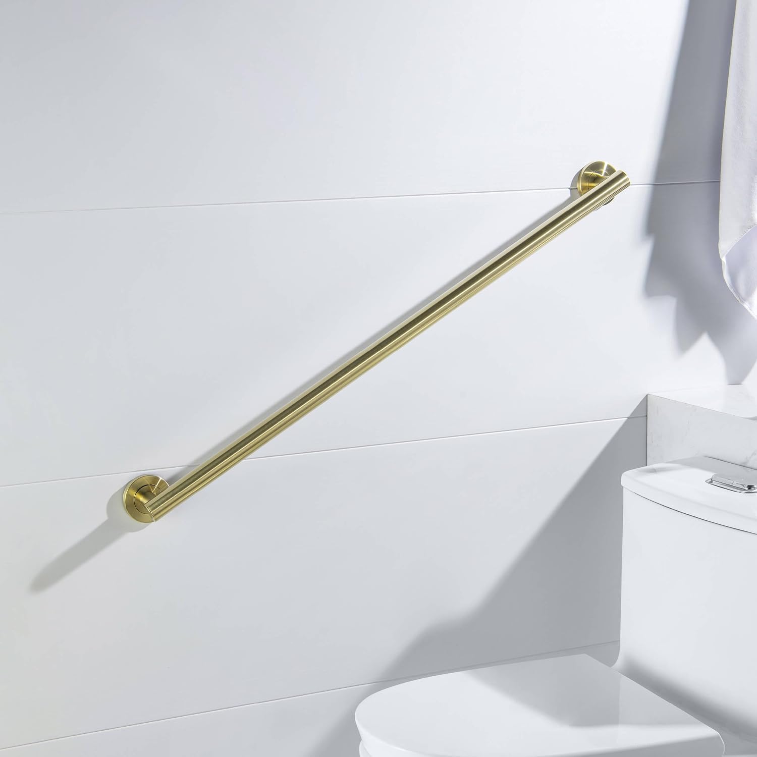 36 Inch Stainless Steel Bathroom Safety Grab Bar | Straight Shaped Grab Bar for Bathtubs and Showers, Shower Safety Grab Bars for Seniors, Wall Mounted Anti-Slip Support (Brushed Nickel, KGB1136)