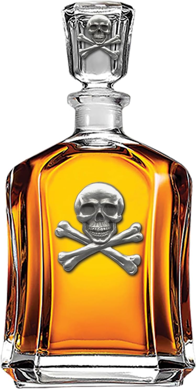 Marines Decanter – Eagle Globe & Anchor | 24 OZ Whiskey Decanter for Liquor with Airtight Stopper | Expertly Crafted Pewter Glass Clear