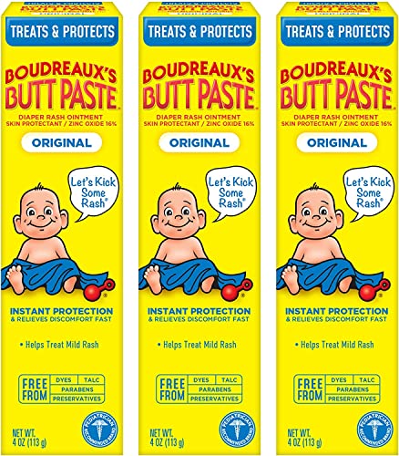 Boudreaux's Butt Paste Diaper Cream, Dermatologist-Tested Original Diaper Rash Cream for Daily Prevention and Relief, Baby Ointment, 2oz Tube