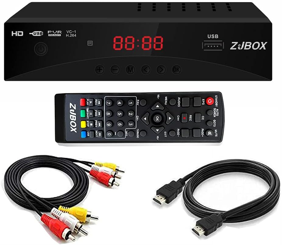 Digital TV Converter Box, ATSC Tv Tuner - ZJBOX for Analog HDTV Live 1080P with Recording&Playback, HDMI Output